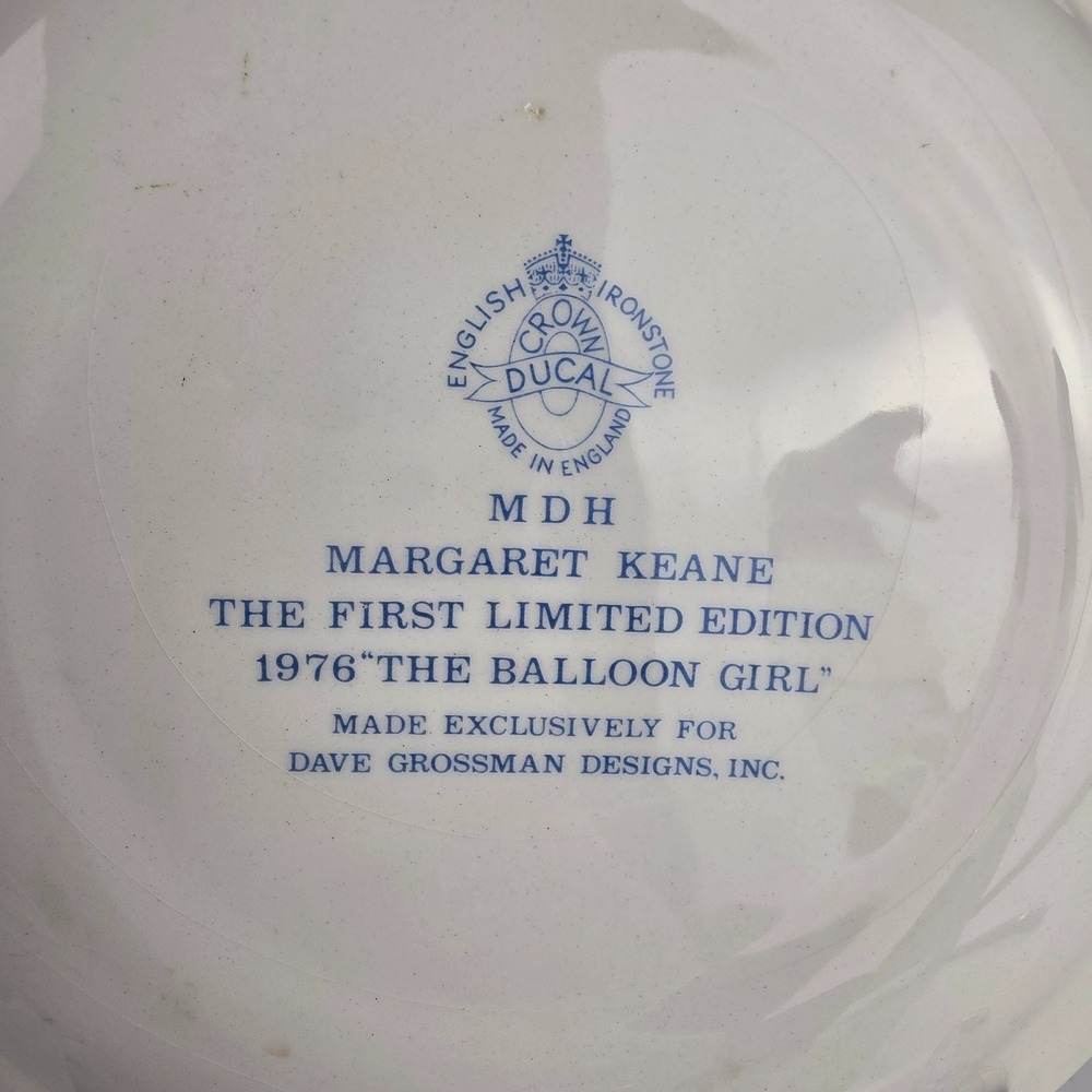 Margaret Keane "Balloon Girl" Big Eyes Kitsch Art 1976 Ltd Ed Plate w/Box - Picture 5 of 8